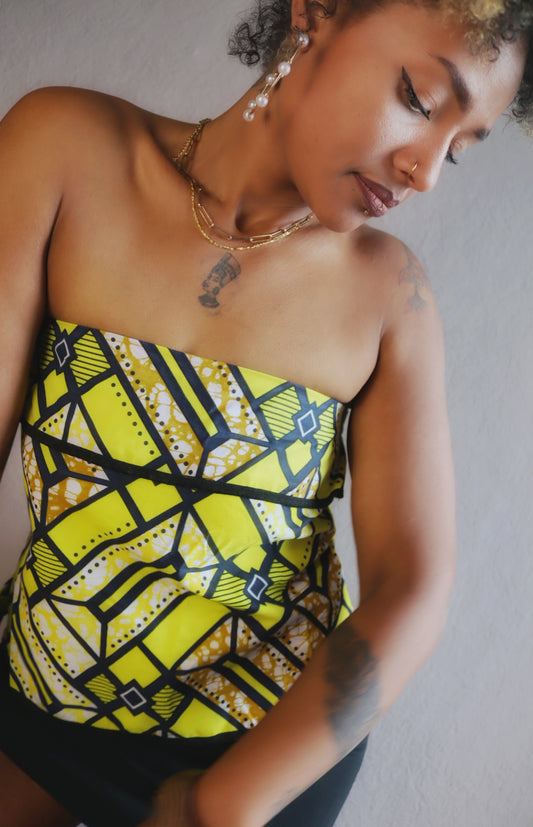 Yellow pull on tube top