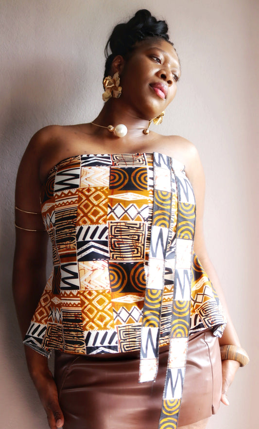 Brown pull on tube top